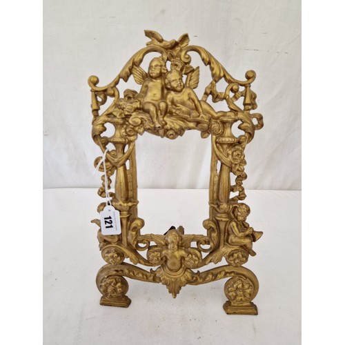 121 - Modern gilt metal table top frame with profuse surround