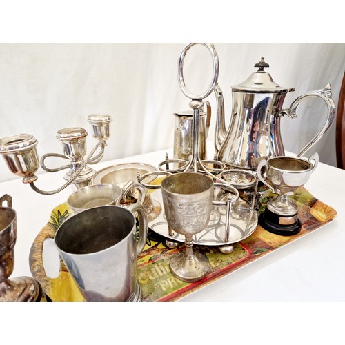 124 - Various EPNS tableware incl. coffee pot, cruet stand etc