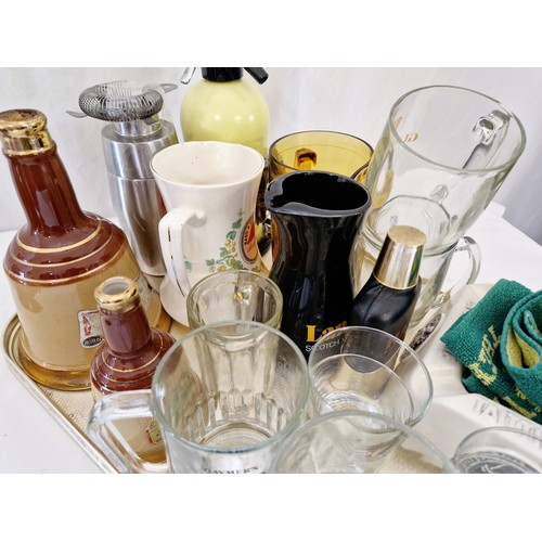 138 - Collection of vintage breweriana incl. named glasses, soda syphon etc