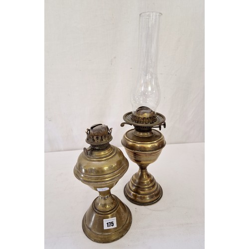 175 - Two Duplex brass oil lamps