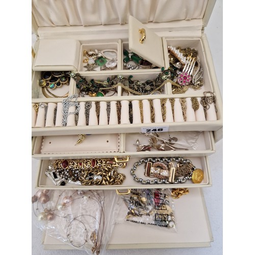 246 - Modern jewellery box and qty of costume jewellery