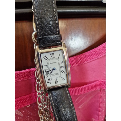 247 - Avantino gentlemen's sterling silver dress watch and qty of costume jewellery in hanging bag