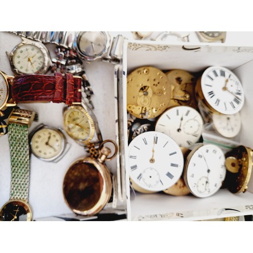 238 - Quantity of ladies and gents wristwatches, pocket watch movements for spares etc