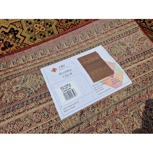 276 - Modern Kendra Egyptian polypropylene red and brown banded rug approx. 340cm x 240cm