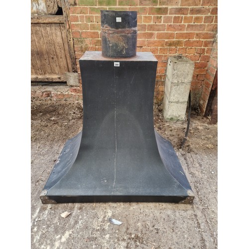 381 - Large metal chimney hood (made by Mick Toyne) approx. 89cm (h) x 62cm (d) x 103cm (w) 
112cm high in... 