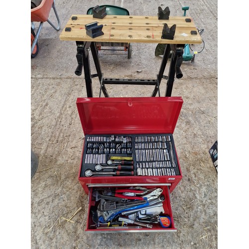 521 - Cased tool and socket set, and workmate