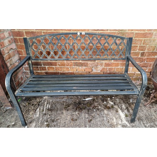 561 - Modern pierced metal garden bench