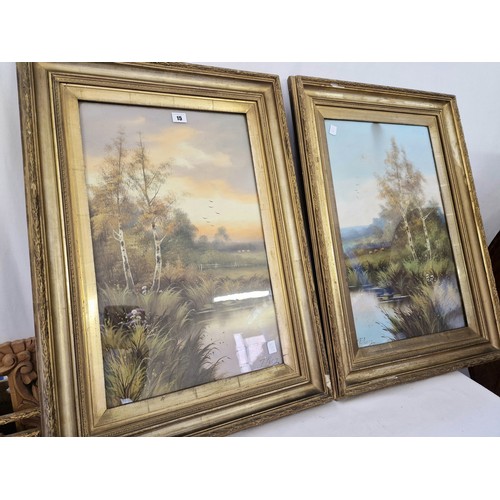 15 - Two Victorian oils of riverscapes signed T. Pacey