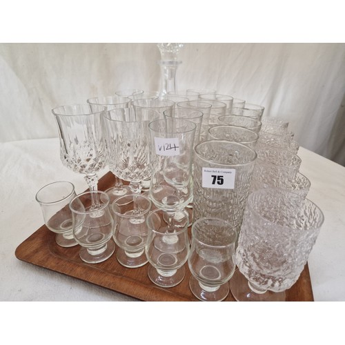 75 - Various glasses and decanter