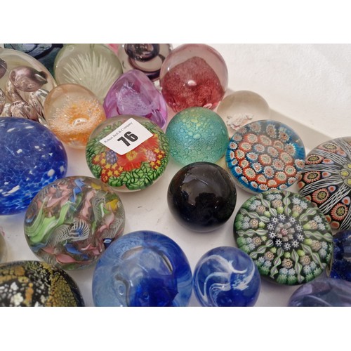 76 - Collection of glass paperweights incl. millefiori, dumps etc