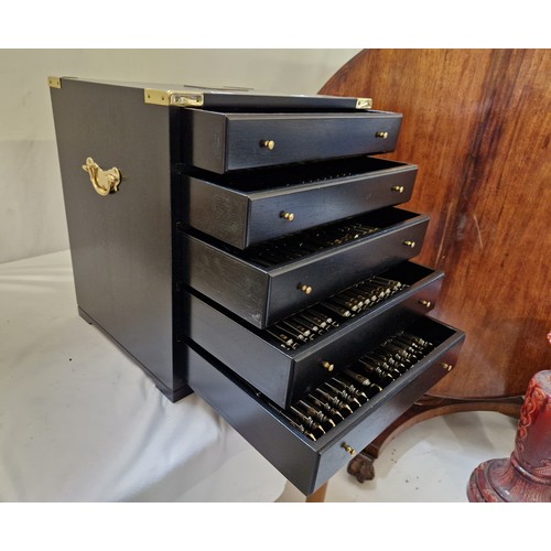 159 - Arthur Price Cutlery: Clive Christian Empire Flame 5 drawer cutlery chest; approx. 85 piece with an ... 