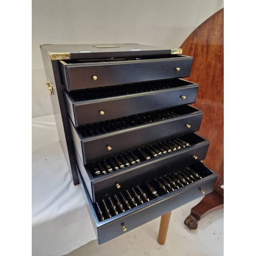 159 - Arthur Price Cutlery: Clive Christian Empire Flame 5 drawer cutlery chest; approx. 85 piece with an ... 