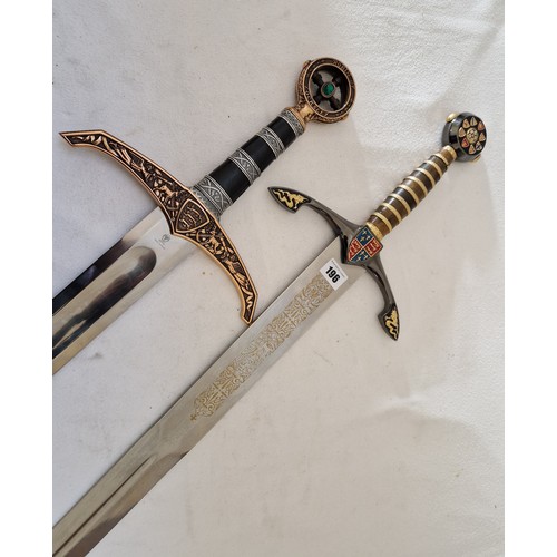 196 - Two modern ornamental medieval style swords