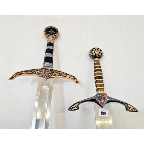 196 - Two modern ornamental medieval style swords