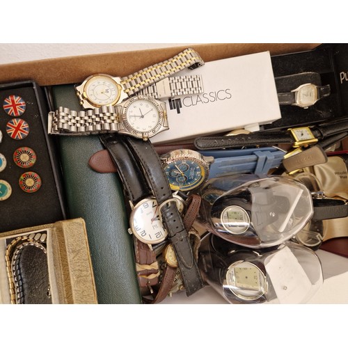 220 - Quantity of modern ladies and gents wristwatches, cuff links etc