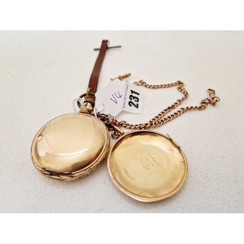 231 - A rose gold-filled Waltham pocket watch with various stamps and markings (rear cover present but det... 