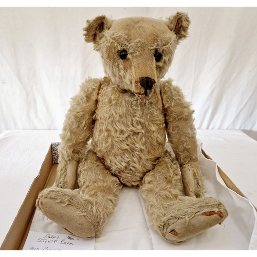 239 - An Edwardian Steiff teddy bear, play worn along with photograph of a boy with possibly the bear, wai... 