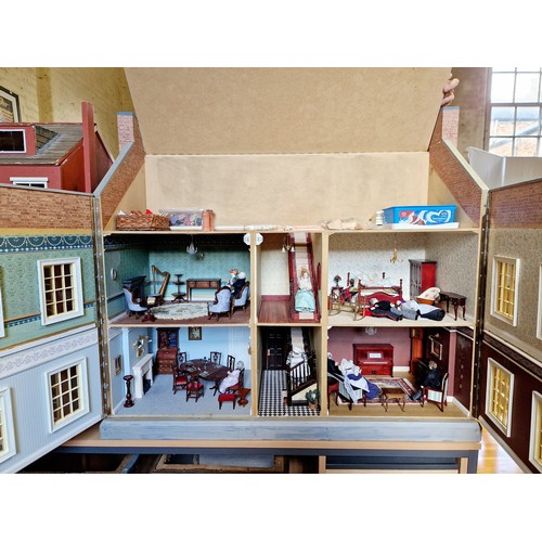 270 - Wooden five bay fronted dolls house and contents