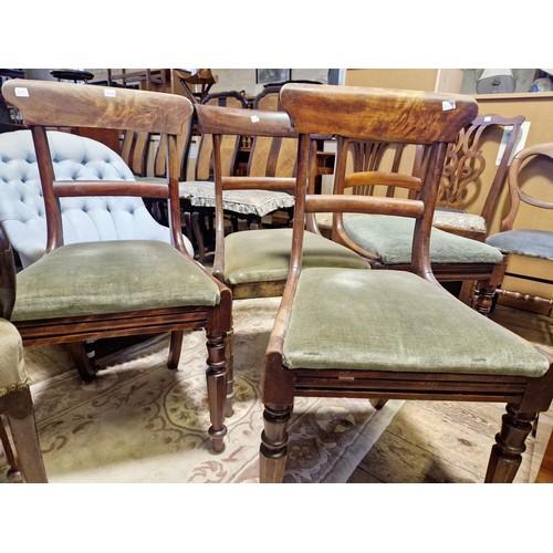 320A - Six various Victorian mahogany bar splat back dining chairs including two carvers