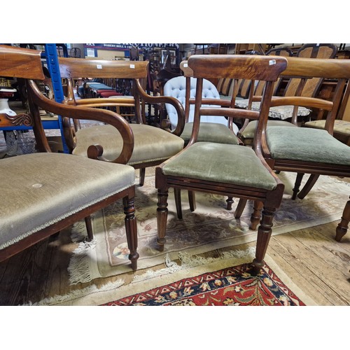 320A - Six various Victorian mahogany bar splat back dining chairs including two carvers