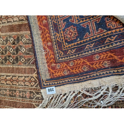 290 - Afghan woollen red patterned rug approx. 153cm x 101cm