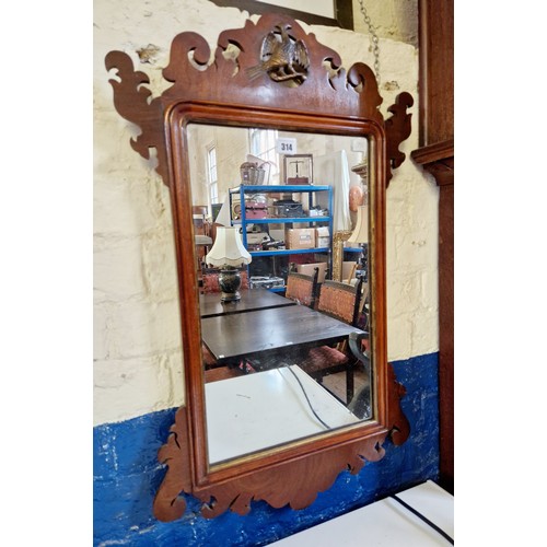 314 - Chippendale style rectangular wall mirror with pierced surround