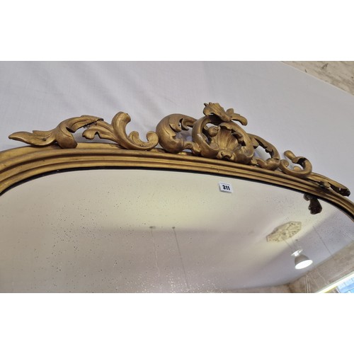 311 - Victorian giltwood over mantel mirror with pierced foliate surround