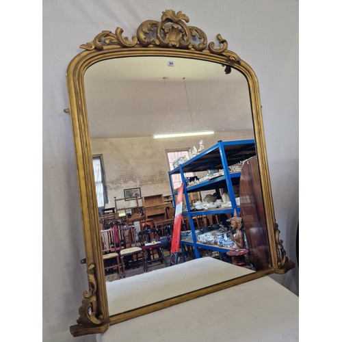 311 - Victorian giltwood over mantel mirror with pierced foliate surround