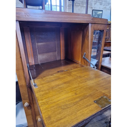 347 - Art Deco walnut and glazed bureau display cabinet