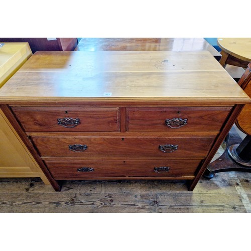 371 - Edwardian oak Art Nouveau chest of 2 over 2 drawers