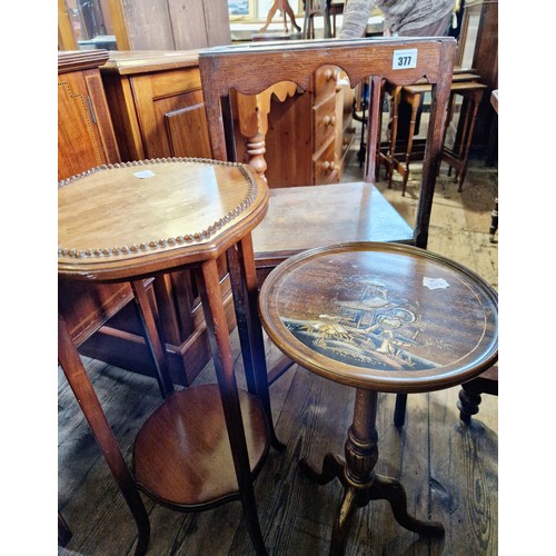 377 - 19th century mahogany square washstand and two occasional tables