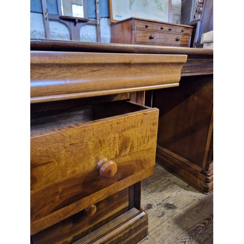 399 - Pair of Laura Ashley hardwood pedestal desks with flush frieze drawers over banks of 3 and 2 drawers... 