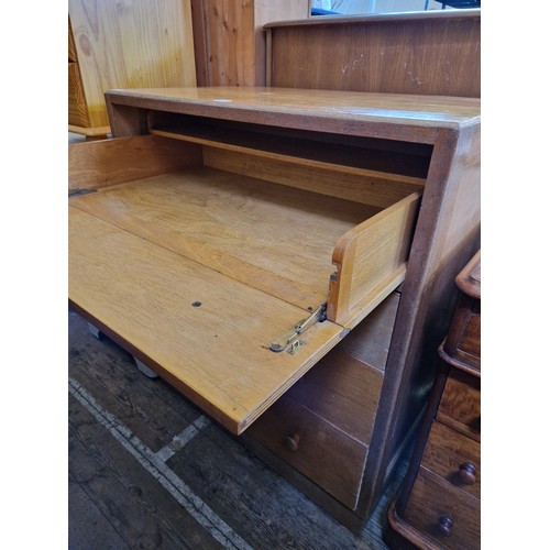 414 - Vintage teak secretaire chest of drawers