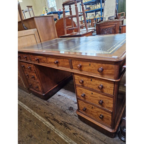 415 - Late Victorian partners mahogany pedestal desk with single frieze drawer over 2 banks of 3 with corr... 