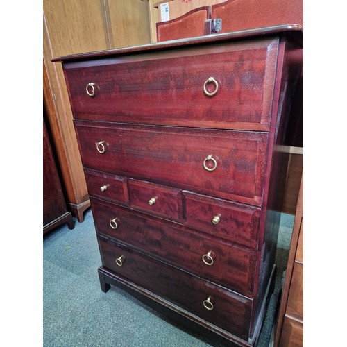 443 - Stag Minstrel 4-piece bedroom suite comprising double wardrobe, chest of 2 over 3 over 2 drawers, be... 