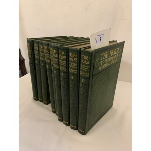 9 - The Horse, Its treatment in Health and Disease by Wortley 1907 in 9 volumes with colour plates