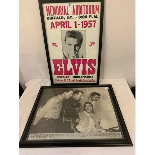 41 - Elvis ephemera comprising a reproduction poster from 1957 and photograph with Jerry Lee Lewis, Carl ... 