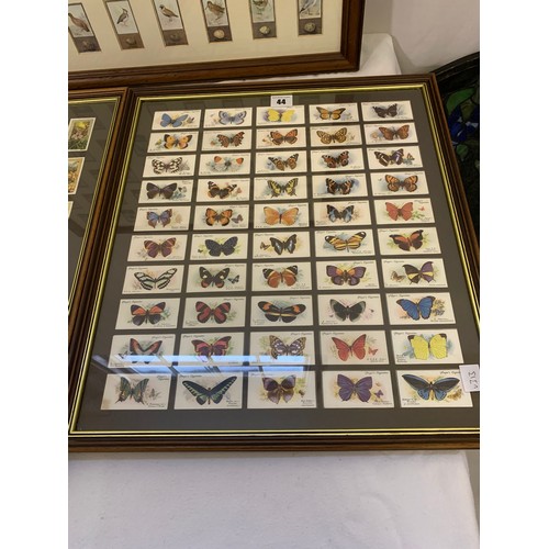 44 - Three framed sets of cigarette cards Phillips British Birds, Gallaher Wild Flowers and Players Butte... 