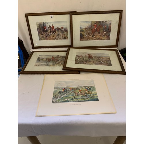 46 - Set of 4 Drummond hunting prints and a loose Alken hunting print