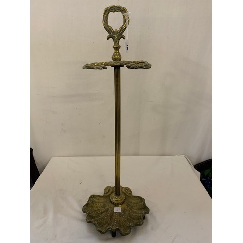 147 - Shell and scroll brass stick stand