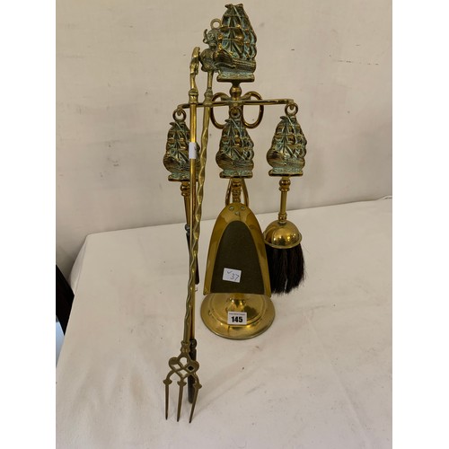 145 - Brass companion set