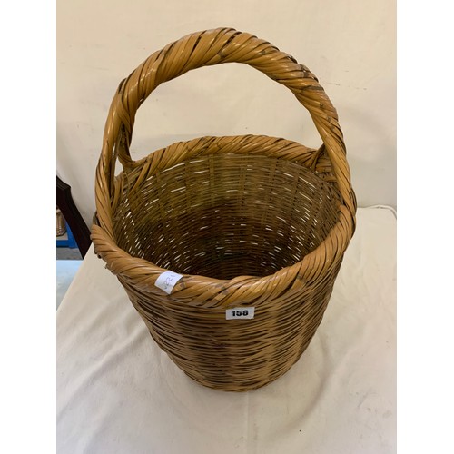 158 - Cylindrical wicker basket approx. 50cm tall, 35cm wide