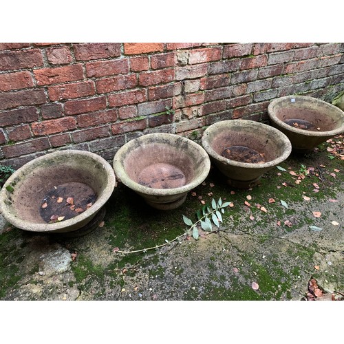 398 - Set 4 simulated stone bowl planters