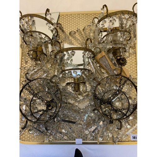 141 - Matched set of two ceiling and 3 wall lustres