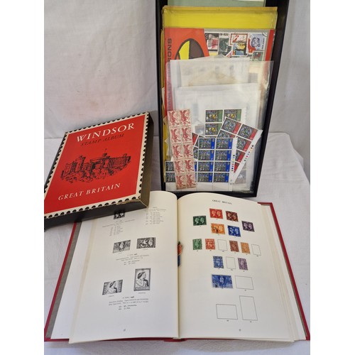 17 - Windsor GB stamp album sparsely filled and a box of part mint sheets with traffic lights