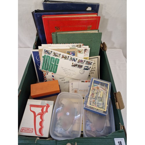 18 - Box of miscellaneous stamps incl. Swiftsure stamp World album, 3 new albums and a stock album