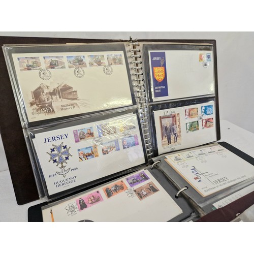 22 - Four albums containing approx. 177 Jersey Royal Mint First Day covers 1980 and 1990s