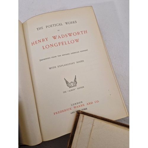 25 - Six calf bound volumes incl. Memoirs of Bingley's British Quadrupeds 1809, Longfellow's Poetical Wor... 