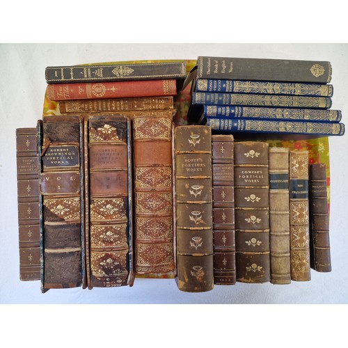 26 - Various volumes incl. 10 calf bound predominantly poetical works Rossetti, Browning, Scott etc