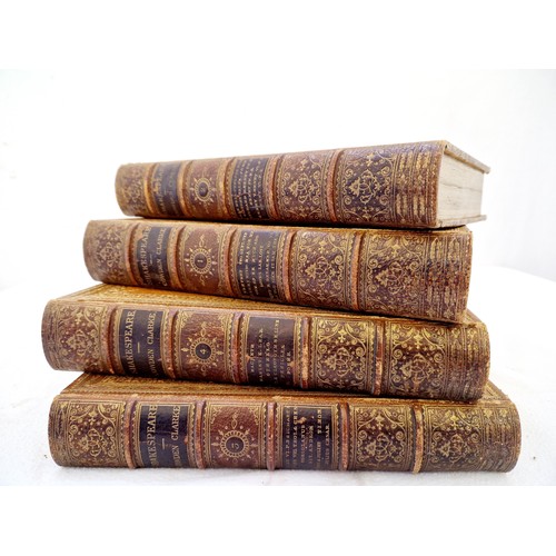 28 - Shakespeare by Cowden Clarke in in four calf spine volumes 1869